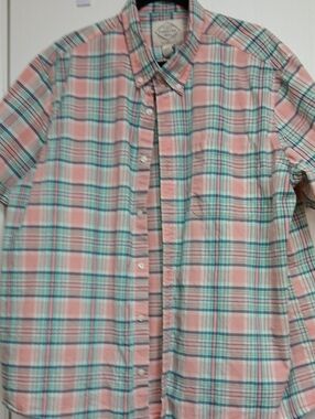 St. John's Bay Pink & Teal Plaid Short-Sleeve Button-Down Shirt